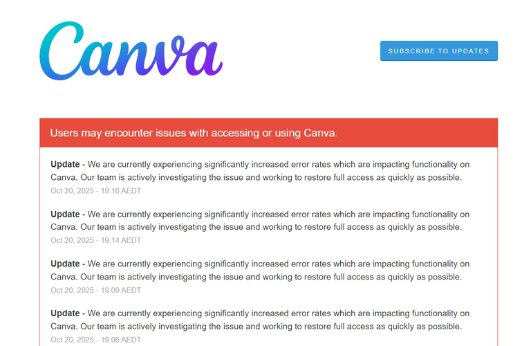 Platform canva error hari ini, banyak pengguna tak bisa akses